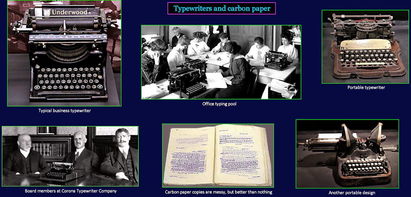 Typewriters and carbon paper, 1920s